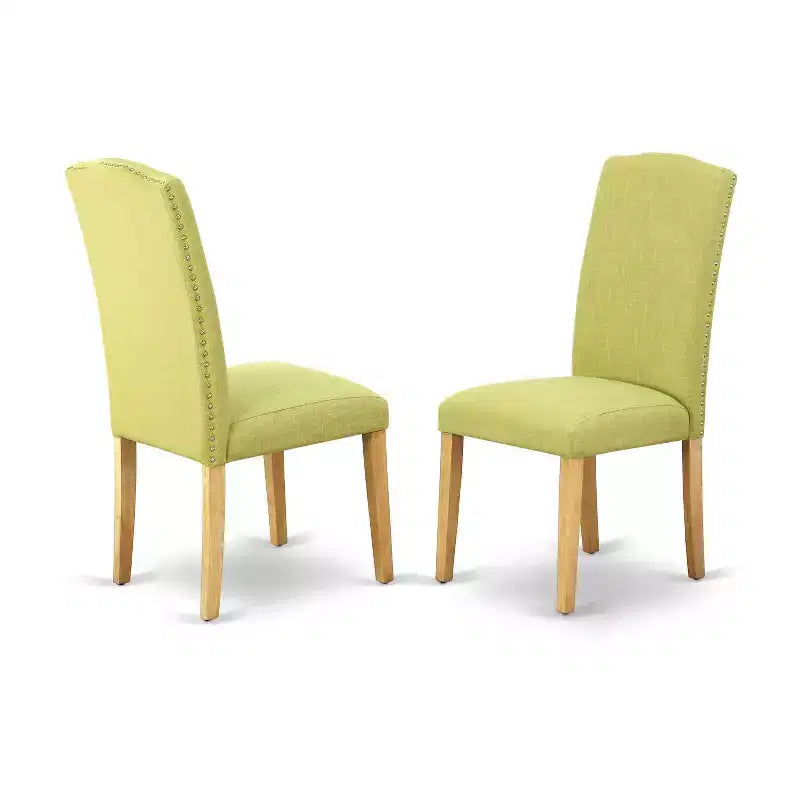 Ensemble de salle à manger rustique 3 pièces Table carrée et 2 chaises Parson - Pieds en chêne, tissu en lin - HomeStock