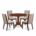 HomeStock 5-Piece Round Mahogany Finish Solid Wood Top Dining table with 4 Chairs