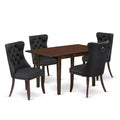 5-Piece Mahogany Finish Solid Wood Top - Rectangular Upholstered Dining Room Set - Seats 4