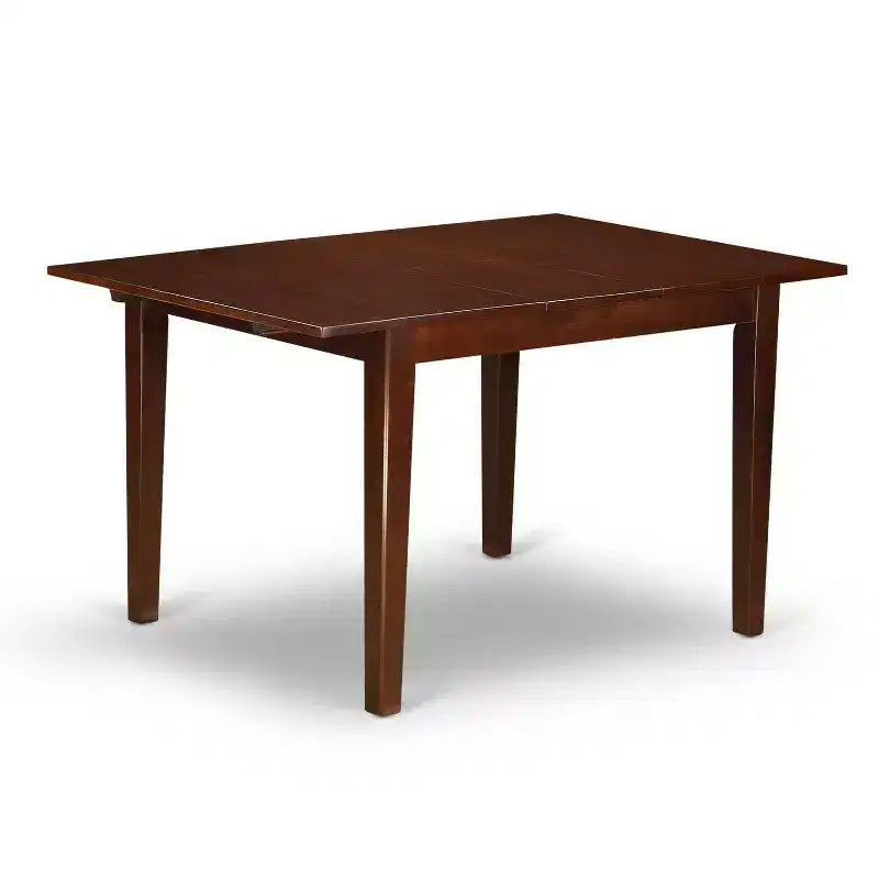 Ensemble de salle à manger rectangulaire 5 pièces en bois massif finition acajou, avec dessus de table et chaises rembourrées – 4 places