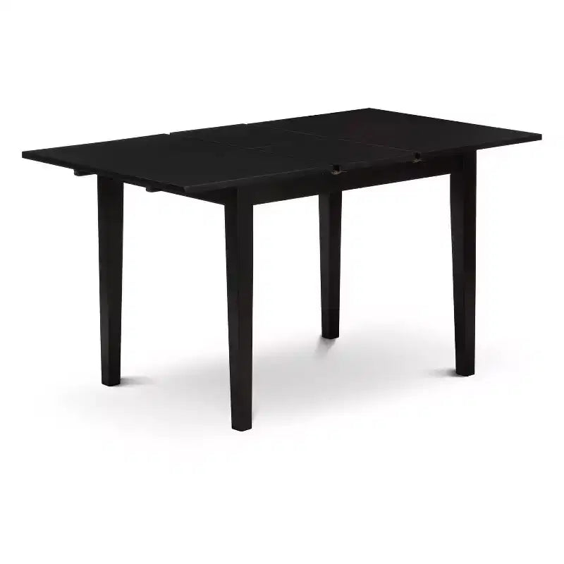 Ensemble de salle à manger HomeStock 3 pièces, plateau rectangulaire en bois massif noir avec rallonge papillon