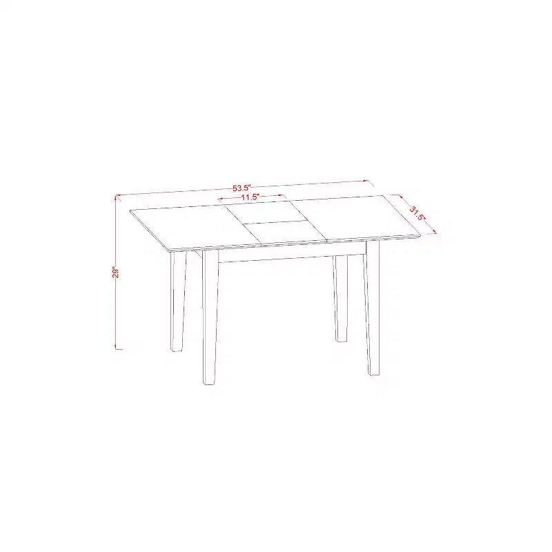 HomeStock Ensemble de 5 pièces : table à manger rectangulaire en bois massif finition acajou avec 4 chaises