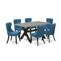 HomeStock 7-Piece Rectangle Natural Oak Finish Solid Wood Top Dining Table with 6-Parson Chairs