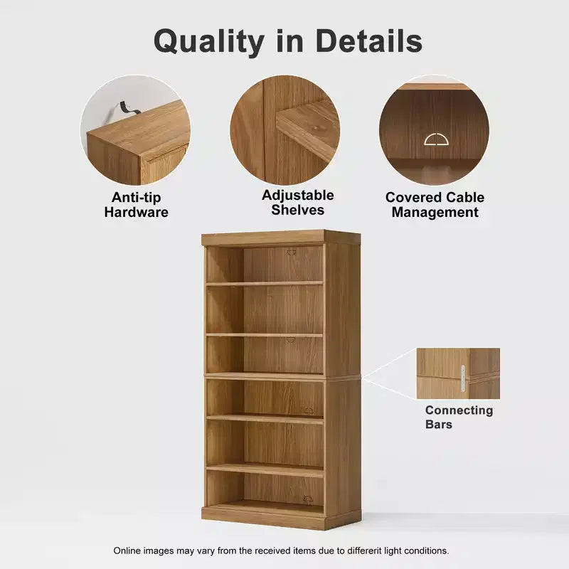 Buffet et armoire empilables en bois massif avec étagères réglables