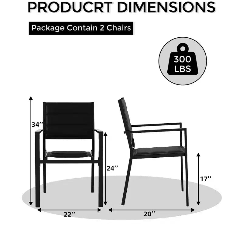 Chaise de salle à manger d'extérieur en aluminium, lot de 2 chaises pour balcon, jardin,