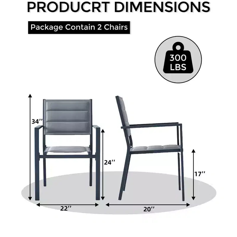 Chaise de salle à manger d'extérieur en aluminium, lot de 2 chaises pour balcon, jardin,