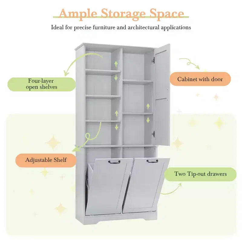 Armoire de rangement haute autonome GDFStudio Sharp avec étagères réglables et portes