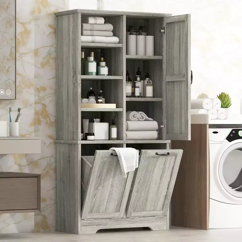 Armoire de rangement haute autonome GDFStudio Sharp avec étagères réglables et portes