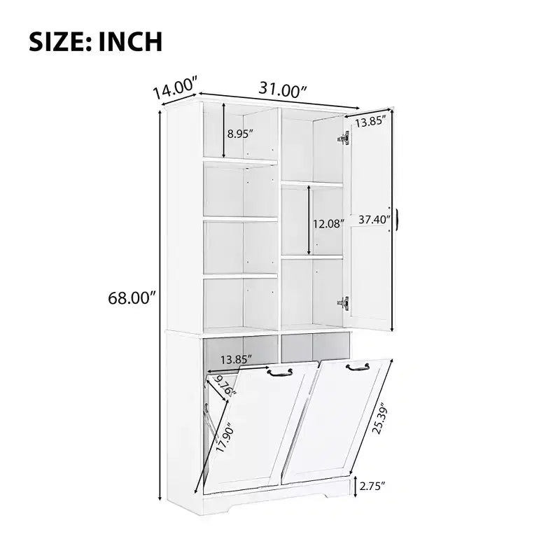 Armoire de rangement haute autonome GDFStudio Sharp avec étagères réglables et portes