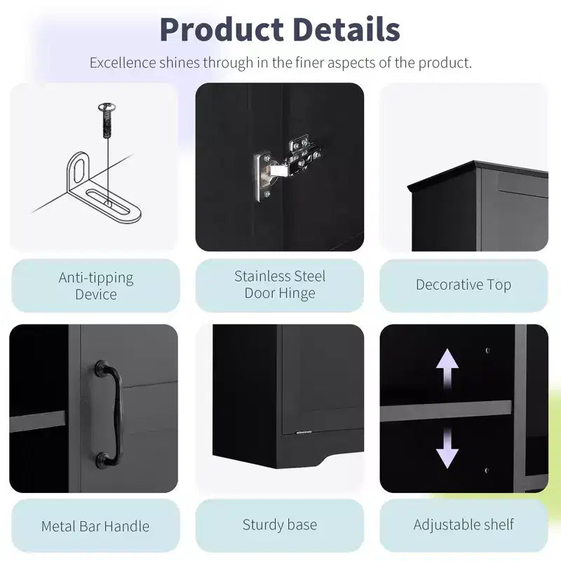 Armoire de rangement haute autonome GDFStudio Sharp avec étagères réglables et portes