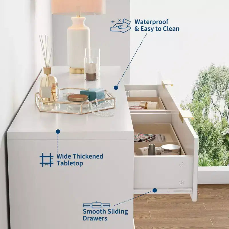 Commode cannelée à 9 tiroirs pour chambre à coucher, commode moderne de 160 cm de large avec poignées métalliques, meuble TV en bois cannelé, grande commode moderne pour dressing