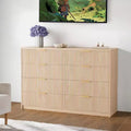 Commode cannelée à 9 tiroirs pour chambre à coucher, commode moderne de 160 cm de large avec poignées métalliques, meuble TV en bois cannelé, grande commode moderne pour dressing