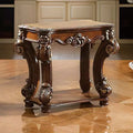Royal Hampton Designed Wooden Side Table with Intricately Carved Body, Brown