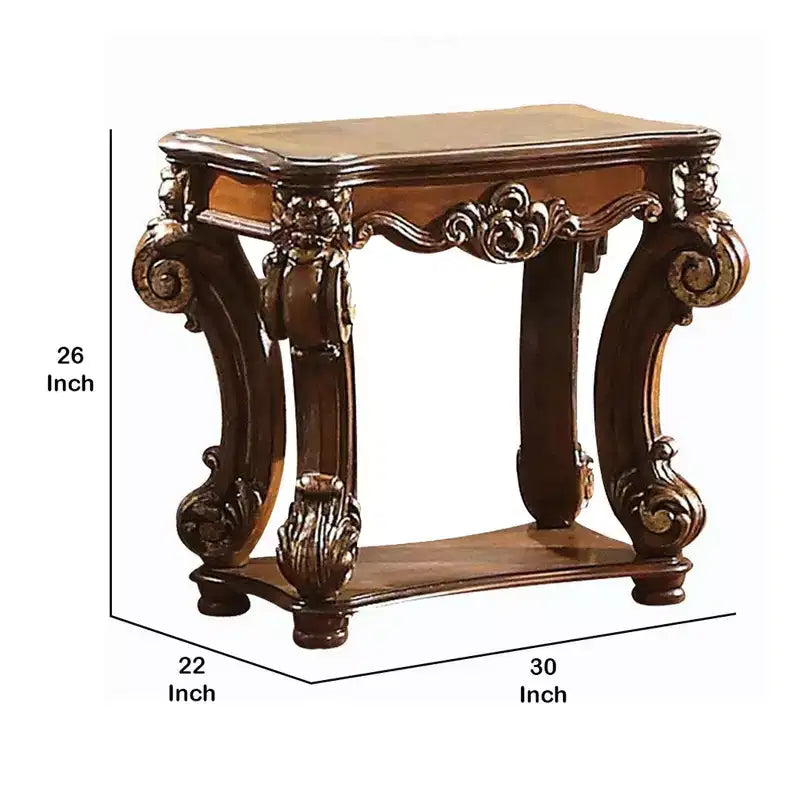 Table d'appoint en bois Royal Hampton, corps finement sculpté, marron