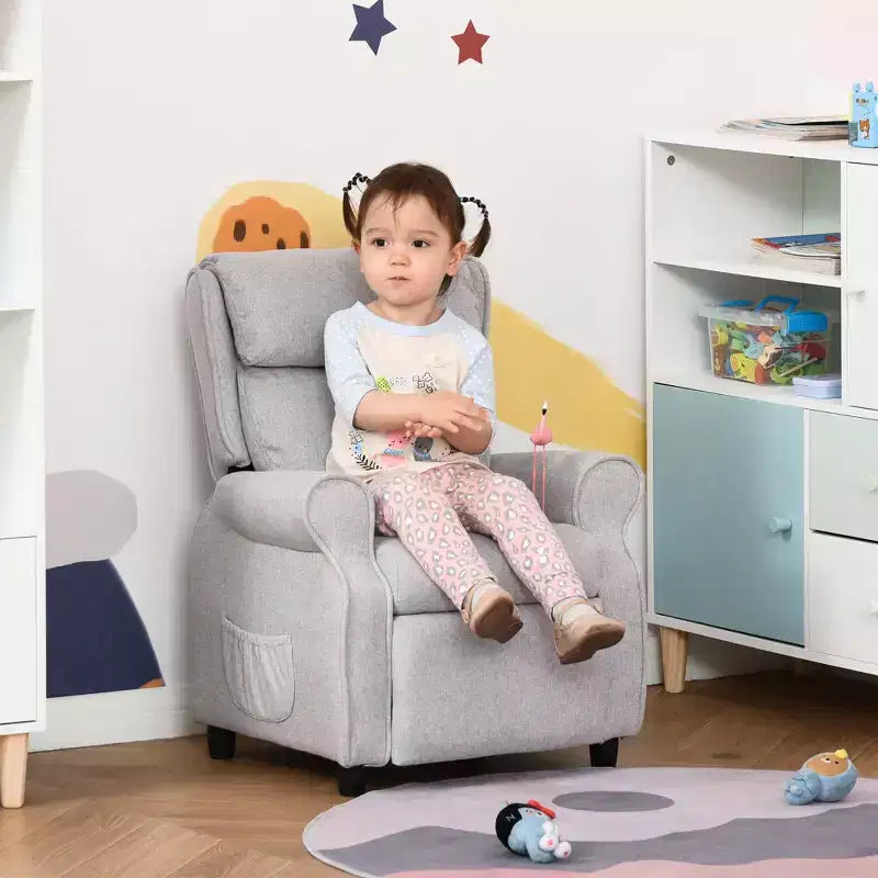 Fauteuil inclinable pour enfants Canapé pour enfants avec angle réglable Fauteuil inclinable simple Fauteuil de jeu avec repose-pieds 2 poches latérales pour 3-5 ans