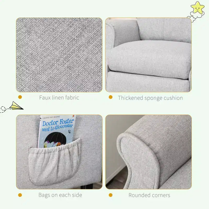 Fauteuil inclinable pour enfants Canapé pour enfants avec angle réglable Fauteuil inclinable simple Fauteuil de jeu avec repose-pieds 2 poches latérales pour 3-5 ans