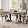 Dining Table for 6-8 with 2 Drawers, Wooden Kitchen Table with Double Pedestal & Large Tabletop, 8 Ft Large Rectangular Dinner Table for Kitchen