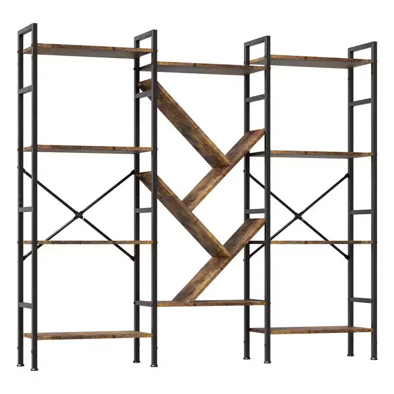 Bookshelf, Triple 5 Tier Shelf Display Book Shelf, Wide Bookcase, Rustic Wooden Shelving Unit, for Your Bedroom, Living Room, Home & Office Shelving