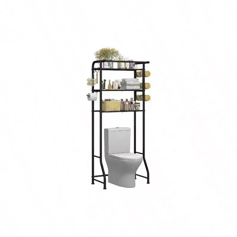 3 Tier Over The Toilet Rack, Shelf Bathroom, Bathroom Stand Organizer Space Saver, Black
