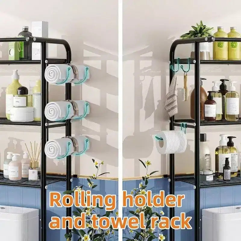 Étagère de salle de bain 3 niveaux au-dessus des toilettes, Organisateur de salle de bain peu encombrant, Noir