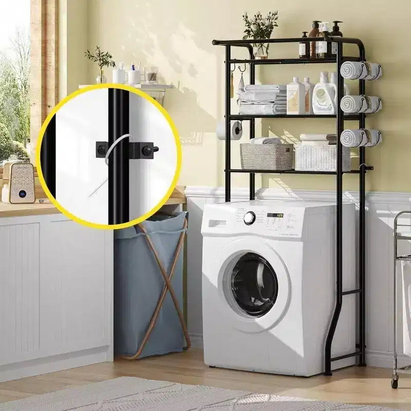 Étagère de salle de bain 3 niveaux au-dessus des toilettes, Organisateur de salle de bain peu encombrant, Noir