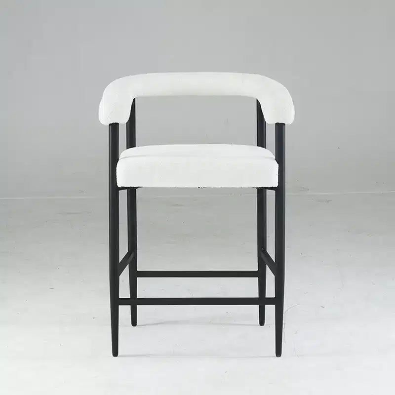 Okak – Tabourets de bar modernes (lot de 2), chaises de hauteur comptoir rembourrées en tissu bouclé avec cadre en métal, chaises de bar pour îlot de cuisine ou salle à manger