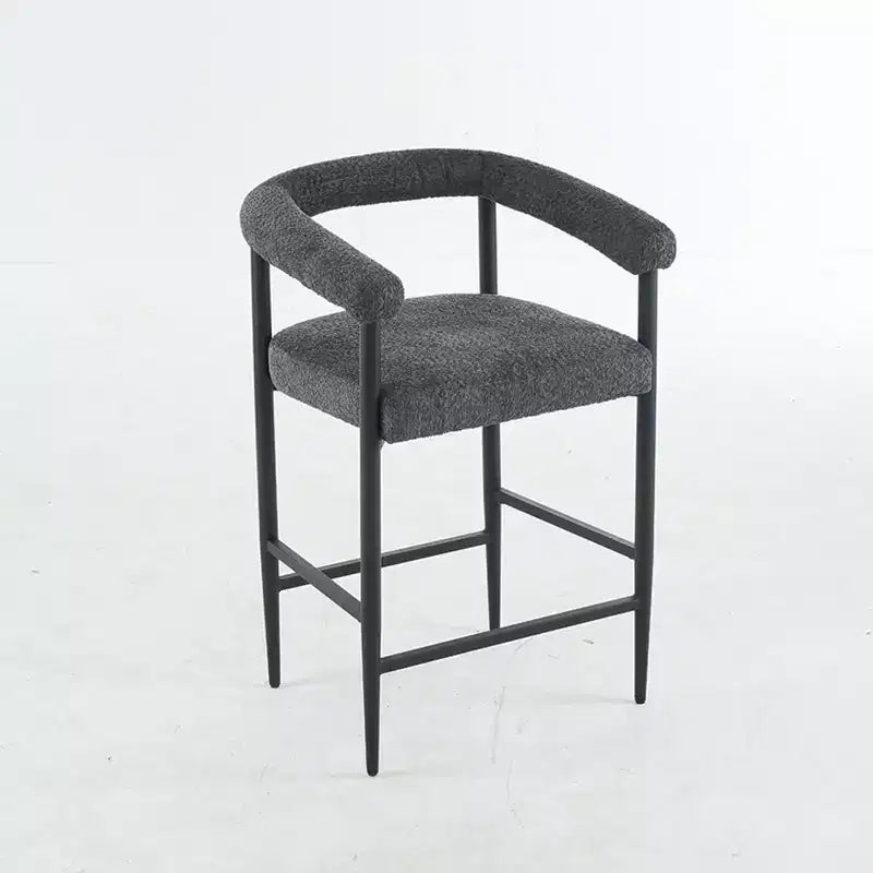 Okak – Tabourets de bar modernes (lot de 2), chaises de hauteur comptoir rembourrées en tissu bouclé avec cadre en métal, chaises de bar pour îlot de cuisine ou salle à manger