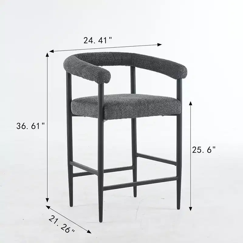 Okak – Tabourets de bar modernes (lot de 2), chaises de hauteur comptoir rembourrées en tissu bouclé avec cadre en métal, chaises de bar pour îlot de cuisine ou salle à manger