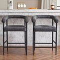 Okak Modern Bar Stools Set of 2, Upholstered Counter Height Chairs with Boucle Fabric and Metal Frame, Kitchen Island Bar Chairs for Dining Room