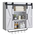 VEVOR Bathroom Wall Cabinet, 2 Doors and Adjustable Shelf, Over the Toilet Storage Medicine Cabinet Wall Mounted, with Open Partition/Towel Bar,White