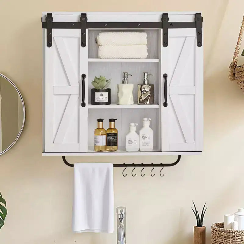 Meuble haut de salle de bain VEVOR, 2 portes et étagère réglable, meuble de rangement mural au-dessus des toilettes/armoire à pharmacie, avec séparation ouverte/porte-serviettes, blanc