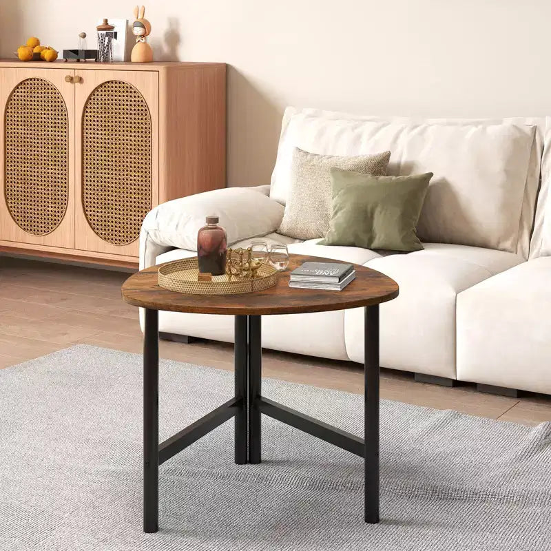 Lot de 2 tables basses triangulaires Costway avec pieds en métal - Tables basses industrielles pour salon