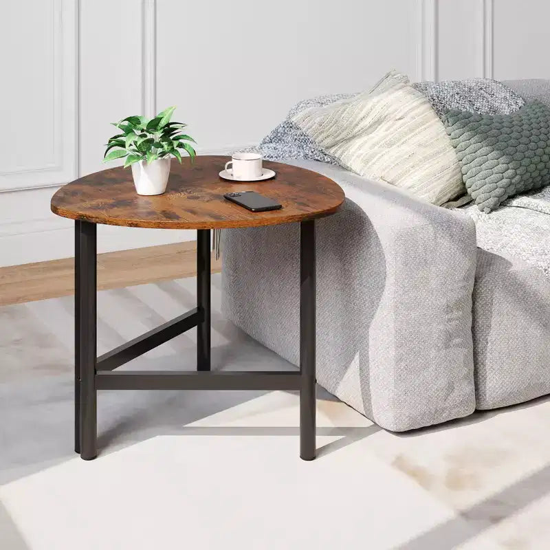 Lot de 2 tables basses triangulaires Costway avec pieds en métal - Tables basses industrielles pour salon