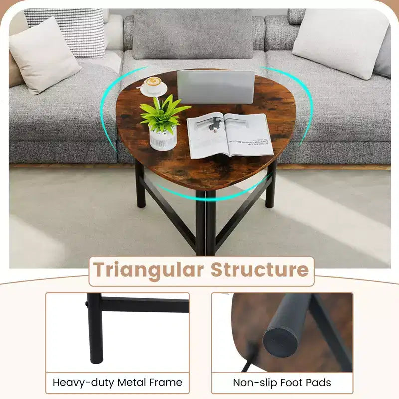 Lot de 2 tables basses triangulaires Costway avec pieds en métal - Tables basses industrielles pour salon