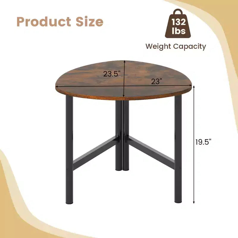 Lot de 2 tables basses triangulaires Costway avec pieds en métal - Tables basses industrielles pour salon