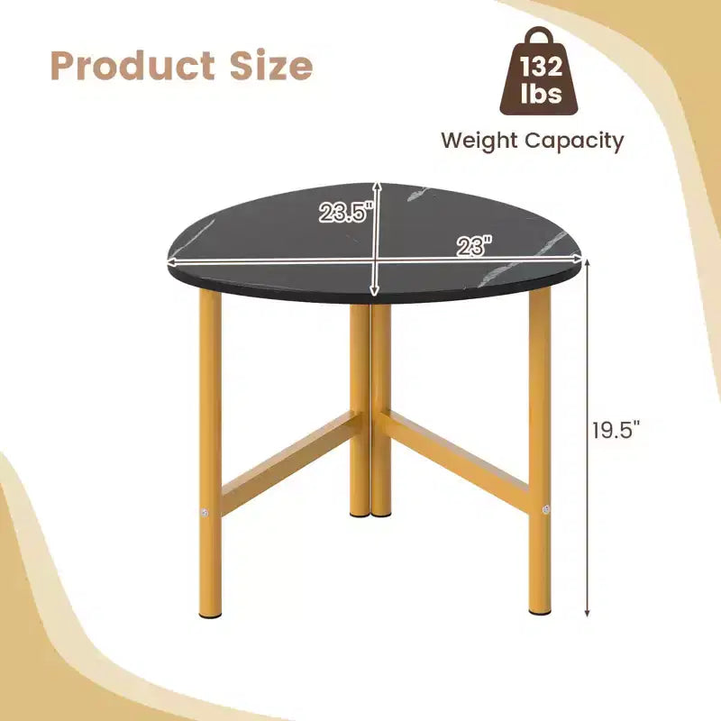 Lot de 2 tables basses triangulaires Costway avec pieds en métal - Tables basses industrielles pour salon