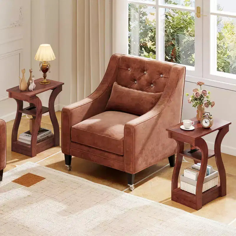 Tables d'appoint Costway avec station de charge, ensemble de 2 tables d'appoint à 3 niveaux avec ports USB et prises
