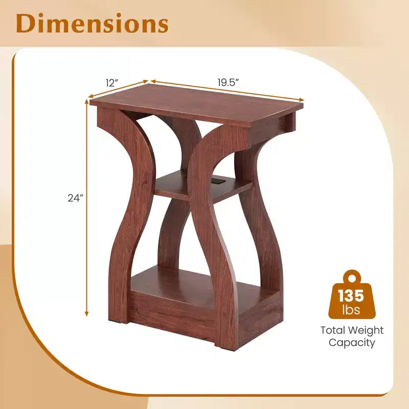 Tables d'appoint Costway avec station de charge, ensemble de 2 tables d'appoint à 3 niveaux avec ports USB et prises