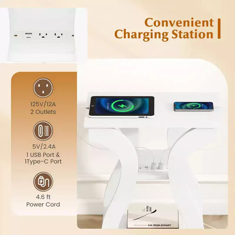 Tables d'appoint Costway avec station de charge, ensemble de 2 tables d'appoint à 3 niveaux avec ports USB et prises