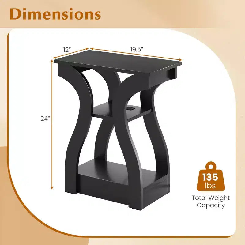 Tables d'appoint Costway avec station de charge, ensemble de 2 tables d'appoint à 3 niveaux avec ports USB et prises