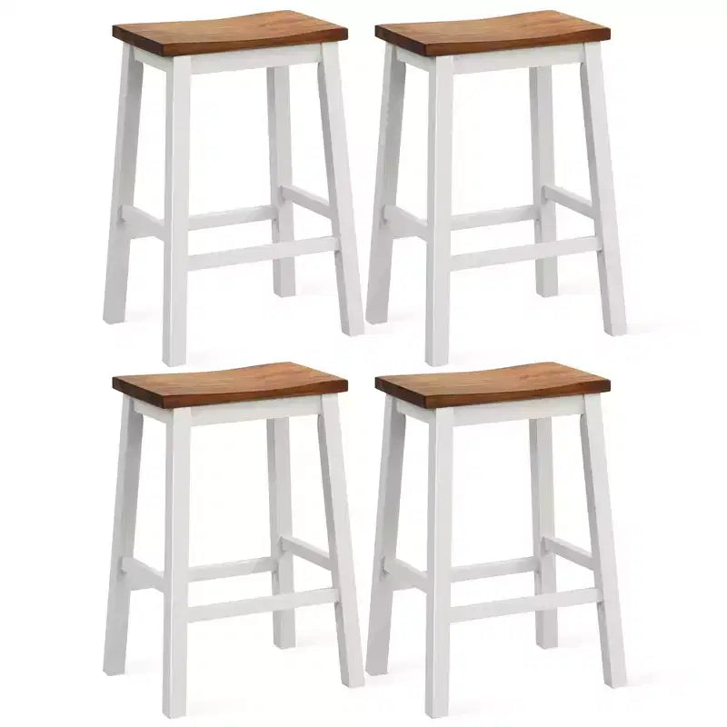 Costway 24.5 Inch Set of 4 Saddle Stools Industrial Counter Height Stools w/ Footrests