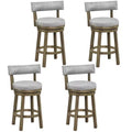 Costway Set of 4 Upholstered Swivel Bar Stools Wooden Counter Height Kitchen Chairs Gray