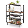 Costway 16 Bottle Drinks Rack w/ Glass Holders Metal Frame Storage Shelf for Kitchen