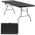 SUGIFT 8ft Folding Table Fold-in-Half Long Party Table Collapsible Portable Table with Heavy-Duty Design