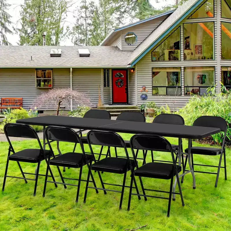 Table pliante SUGIFT de 2,4 m, pliable en deux, longue table de fête, table portable et pliable, avec conception robuste
