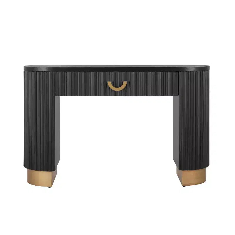 Modern Console Table with Storage Drawer, Entryway Table with Vertical Ribbed Design and Gold Accents for Hallway or Living Room - Panipeachy