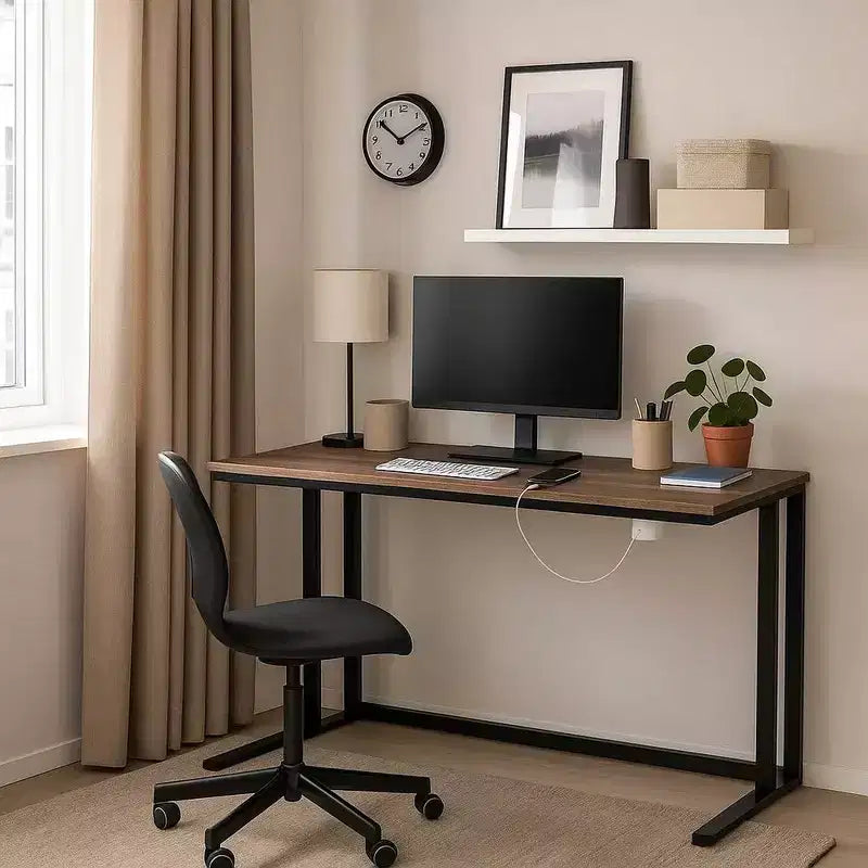 Bureau Royal Hampton avec plateau en bois et port USB intégré, marron et noir
