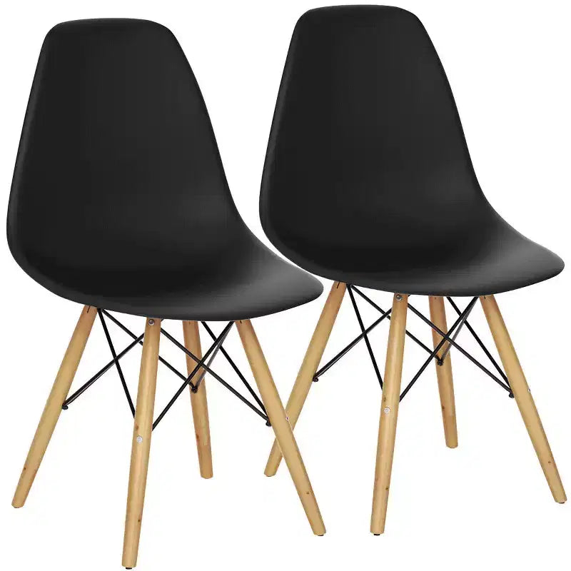 Costway 2-Piece Dining Chairs Modern Style Plastic DSW Chair Black/White/Blue