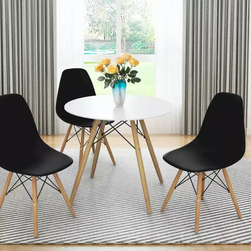 Costway Lot de 2 chaises de salle à manger style moderne DSW en plastique noir/blanc/bleu