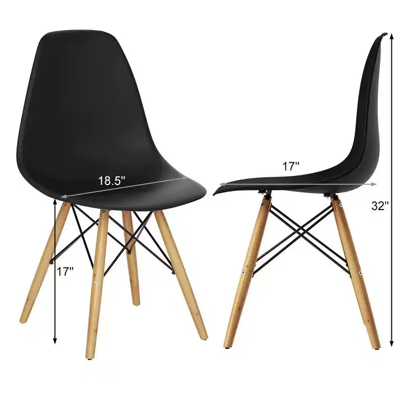 Costway Lot de 2 chaises de salle à manger style moderne DSW en plastique noir/blanc/bleu